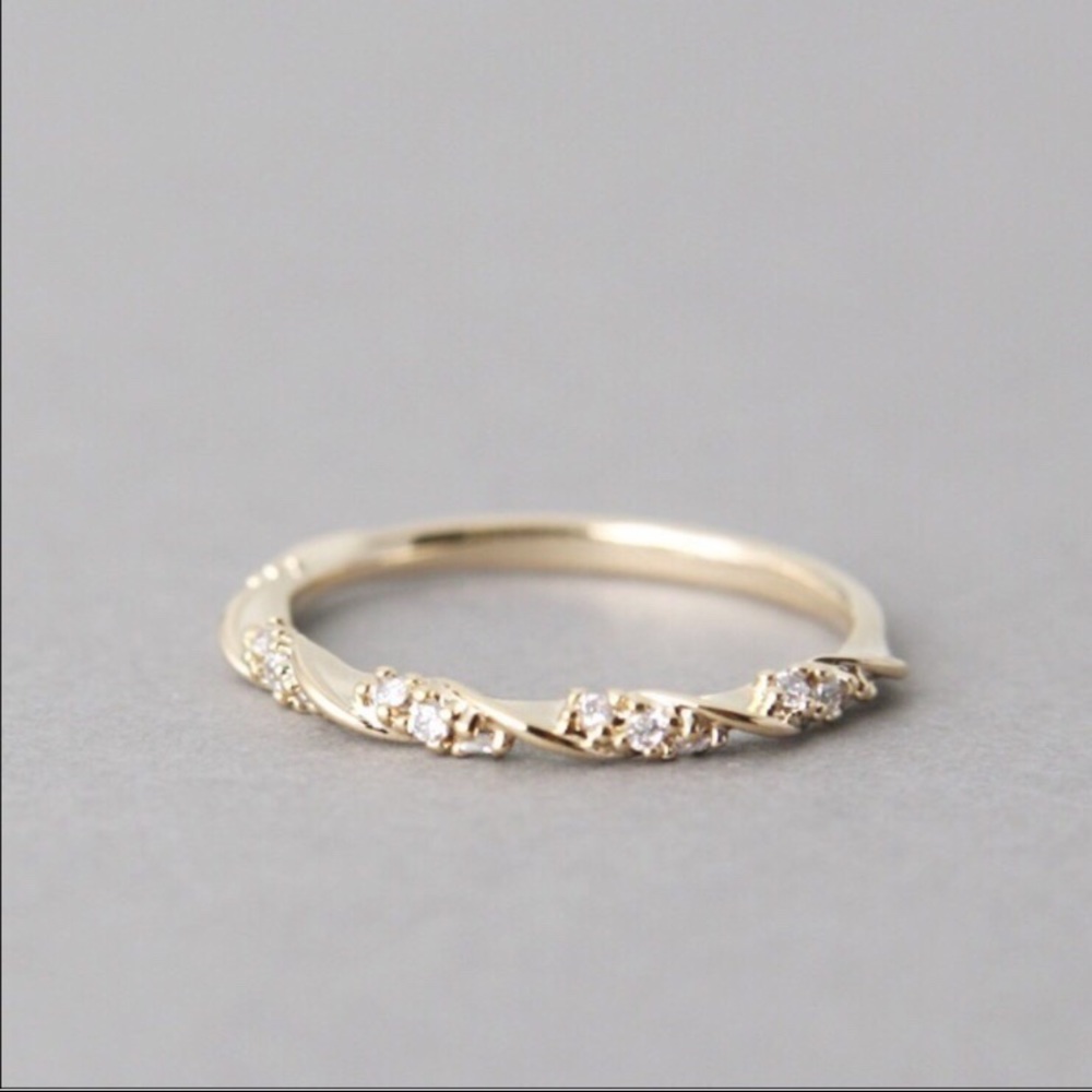 White Sapphire 14k Gold Plated Ring - Picture 4 of 4